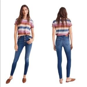 Madewell 10” High-Rise Skinny Distressed Exposed Button Fly Released Hem Jeans